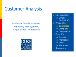 Customer Analysis - Fuqua School of Business