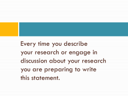 Writing Effective Research Statements for Fellowship & Job