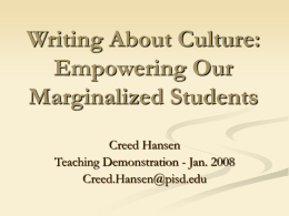 Writing About Culture: Empowering Our Marginalized …