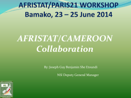 ATELIER AFRISTAT/PARIS21 Bamako, 23 – 25 juin 2014