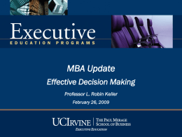 Effective Decision Making - University of California, Irvine