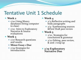 Tentative Unit 1 Schedule