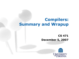 Compilers - University of Virginia