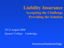 Liability Insurance Accepting the Challenge Providing the