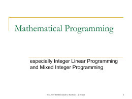 Mathematical Programming - Johns Hopkins University