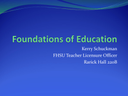Foundations of Education - Fort Hays State University