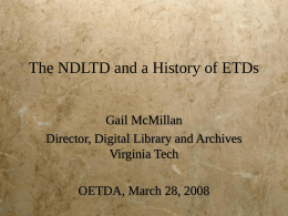 The NDLTD and a History of ETDs