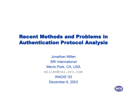 Recent Methods and Problems in Authentication …