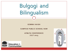 Bilingualism and Bulgogi - AFMLTA National Conference …
