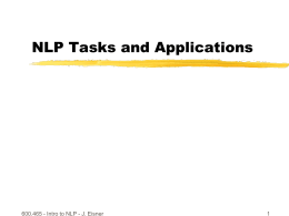 Lecture 36: NLP Tasks and Applications