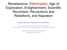Renaissance, Reformation, Age of Exploration