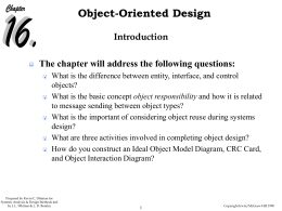 Object Oriented Analyis & Design Training Agenda