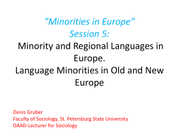 'Minorities in Europe” Session 5: Minority and Regional