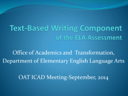 Text-Based Writing Component of the ELA Assessment