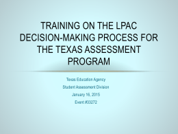 Training on the LPAC Decision