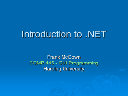 Introduction to .NET - Harding