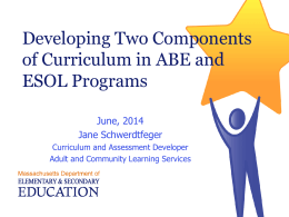 Developing Two Components of Curriculum in ABE and …