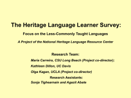 Results of UCLA’s NHLRC Survey of Heritage Language …