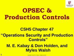 OPSEC & Production Controls
