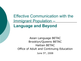 Effective Communication with Immigrant Population
