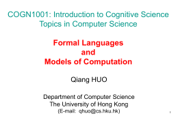 COGN1001: Introduction to Cognitive Science Topics in