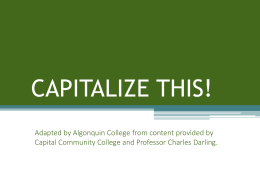 CAPITALIZE THIS! - Algonquin College