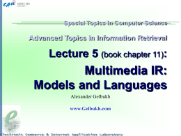 Lecture 5: Multimedia IR: Models and Languages