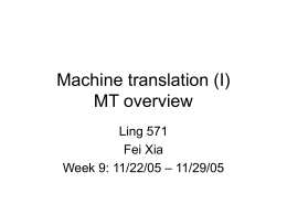 Machine translation - University of Washington