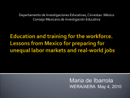 Education and training for the workforce. Lessons from