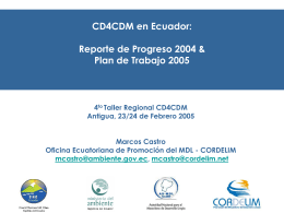 CD4CDM en Ecuador: progreso 2004 y plan 2005