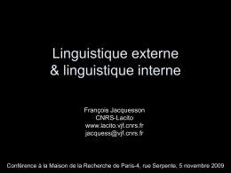 Linguistique externe & linguistique interne - Lacito