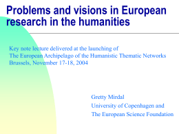 Problems and visions in European research in the …