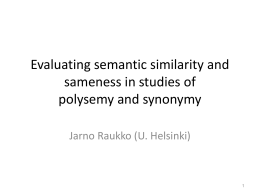 Evaluating semantic similarity and sameness in studies of …