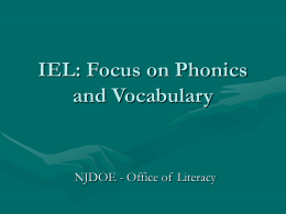 IEL: Focus on Phonics and Vocabulary