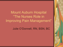 Mount Auburn Hospital “The Nurses Role in Improving …