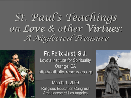 St. Paul’s Teachings on Love and Other Virtues: A