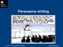 Persuasive writing - Department Of Education NT