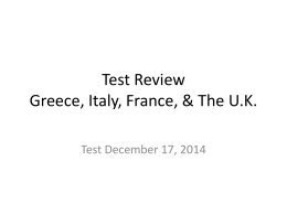 Test Review Greece, Italy, France, & The U.K.