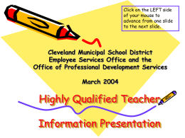 Highly Qualified Teacher - Cleveland Metropolitan School