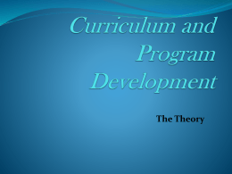 Curriculum and Program Development