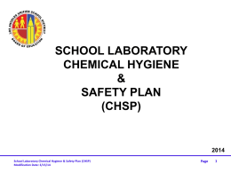 School Laboratory Chemical Hygiene & Safety Plan