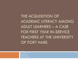 The acquisition of academic literacy among adult learners