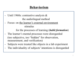 Behaviorism and Second Language Learning