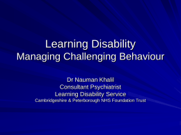 Learning Disability Managing Challenging Behaviour