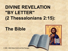 Divine Revelation "By Letter" - Catholic Biblical Apologetics