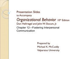 Chapter 12: Fostering Interpersonal Communication
