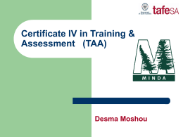 Certificate IV in Training & Assessment (TAA)