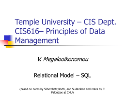Temple University – CIS Dept. CIS661 – Principles of Data