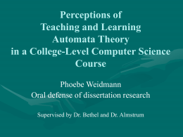 Perceptions on Teaching and Learning Automata Theory