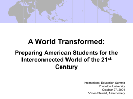 A World Transformed: Preparing American Students for …